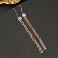 wholesale Sterling silver three-color gold-plated tassel earrings Korean style elegant long drop earrings for women fashionable wholesale silver jewelry-0-3