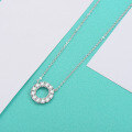 wholesale S925 Sterling Silver Moissanite Full Pavé Circle Necklace for Women, Minimalist Design Pendant, Luxe Personality Round Lock-0-1