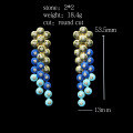 wholesale 925 Silver Gold-plated Earrings with High Carbon Diamonds, Vanjia Gold Foil Beads, Lapis Lazuli, Fashion Jewelry, Versatile Women's Earrings-0-1