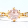 wholesale S925 Sterling Silver Gold-Plated Japanese and Korean New Light Luxury Style Open Ring, Fashionable and Versatile Natural Rose Quartz Ring, Cross-Border Bestseller-0-2