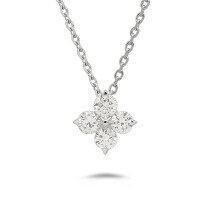 wholesale 10K Gold Lab-Grown Diamond Four-Leaf Clover Necklace for Women, Laboratory Diamond Collarbone Chain-(Gold) Four-Leaf Clover Cultivated Diamond Necklace 10K Gold