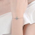 wholesale 925 Sterling Silver Bow Bracelet for Women, Plated with PT950 Platinum, Adjustable Push-Pull, Moissanite Jewelry, Factory Direct-0-2