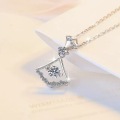 wholesale S925 Sterling Silver Maker Creative Fan-shaped Princess Small Skirt Necklace for Women, Fashionable Light Luxury Style Niche Collarbone Jewelry-0-2