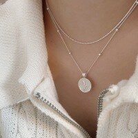 wholesale S925 Sterling Silver Rose Flower Round Pendant Necklace for Women, Small and Chic, High-end Style Collarbone Chain, New Korean Version-Sterling silver