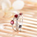 wholesale S925 Silver New Cloudsame Jewelry Cross Geometric Ring, Popular European and American Cross-Border Light Luxury Cultivated Ruby Ring-0-2