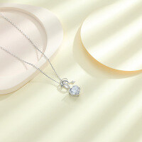 wholesale S925 sterling silver women's versatile minimalist design necklace with luxury heart pendant collarbone chain jewelry-TL012081-Silver>925 Silver