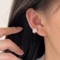wholesale S925 Sterling Silver Camellia Pearl Ear Clip, New Ins Simple and Stylish Design Earrings-0-1
