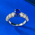 wholesale S925 silver new oval simulated sapphire 5*7mm egg-shaped ring, elegant and luxurious with a unique style-0-2