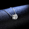 S925 Sterling Silver 1-Carat Moissanite Heart Pendant Necklace-0-1