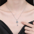 S925 Sterling Silver Moissanite Four-Leaf Clover Key Pendant Necklace Wholesale-0-2