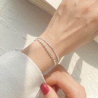 wholesale S925 silver maker's double-layer beaded bracelet with starry sky design, minimalist shimmeringKorean-style elegant hand accessory-Double-layer Gypsophila Bracelet--Silver White>925 Silver