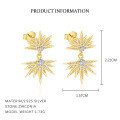 wholesale S925 Sterling Silver Cross-Border Sunflower Earrings with Zircon, Light Luxury, Minimalist, and Versatile-0-5