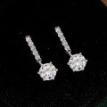 S925 Silver Six-Prong Earrings with Moissanite and Tassel-0-4