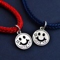 wholesale 925 Sterling Silver Four-Leaf Clover English Print Smiley DIY Pendant Bracelet Necklace Braided Cord Accessory Jewelry-0-3