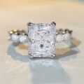 wholesale S925 Sterling Silver Radiant Cut Ring for Women Wholesale High Carbon Diamond Zirconia Ring Cross-Border Live Streaming Wholesale-0-3