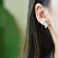 wholesale Gold-plated 925 Sterling Silver Enamel Carrot Waterdrop Hetian Jade Earrings, Small Design Ear Studs-0-7