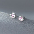 wholesale S925 Sterling Silver Full Diamond Heart Stud Earrings Sparkling Elegant Ins Style Sweet Niche Ear Jewelry M03639-0-0