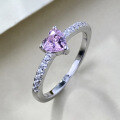 wholesale S925 Silver New Style Heart-shaped Ring with Row of Diamonds, Minimalist European and American Popular Ins Design Zircon Ring-0-3