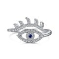 wholesale S925 Sterling Silver Women's High-End Evil Eye Blue Zircon Design, Creative and Stylish Ring-0-6