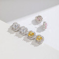 wholesale S925 Sterling Silver Ice-Cut High Carbon Diamond Stud Earrings European and American Style Yellow Diamond Full Diamond Earrings Cross-Border New Accessories-0-1