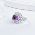 wholesale S925 sterling silver plated with 18k gold fashion women's ring featuring a popular new jewelry item: natural amethyst sugar loaf 9*9mm-0-1