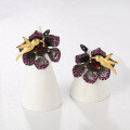wholesale 925 Silver Secret Garden Designer Natural Amethyst Earrings Birds and Flowers Natural Gemstone Stud Earrings-0-2