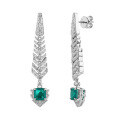 wholesale S925 Cultured Synthetic Pure Silver Earrings with Emerald Ice Flower-Cut Gemstone Ear Hooks for Women Wholesale Factory-0-4