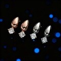 Sterling Silver Diamond Accent Smooth Teardrop Stud Earrings-0-2