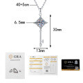 S925 Sterling Silver Moissanite T-Style Four-Ray Star Key Pendant Necklace, 1ct Wholesale-0-5