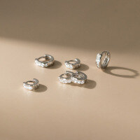 wholesale S925 Sterling Silver Fresh and Sweet Ins Style Niche Design Exquisite Diamond-Inlaid Circular Ear Clasp M06496-S925 silver pair  7mm