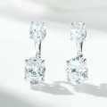 S925 Silver Champagne Gold-Plated Double High-Carbon Diamond Stud Earrings Wholesale-0-0