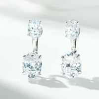 S925 Silver Champagne Gold-Plated Double High-Carbon Diamond Stud Earrings Wholesale-Silver - ED205  925 Silver