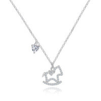 925 Sterling Silver Small Wooden Horse Necklace, 2025 New Women's Summer Pendant-S925 Sterling Silver YD1-0380B 925 Silver
