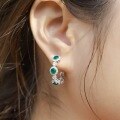wholesale S925 sterling silver gold-plated light luxury French elegant cultivated emerald hoop earrings for women, high-end sense accessory-0-1