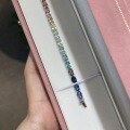 S925 Silver Cross-Border New Egg-Shaped 05ct Rainbow Cultured Gemstone Bracelet-0-2
