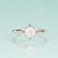 wholesale S925 Sterling Silver with Rose Gold Plated Setting and Natural Moonstone Ring, Fashion-Forward Minimalist Light Luxury-0-1