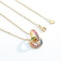 wholesale S925 Sterling Silver New Korean and Japanese Fresh and Rainbow Pendant Necklace with Double Round Hoop Choker for Wholesale-0-2