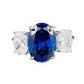 wholesale 18K White Gold Jewelry New 8*11 Royal Blue Four-Prong Setting with Three Diamonds Engagement Wedding Ring Exquisite Jewelry-0-4