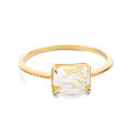 wholesale S925 Sterling Silver Natural Rectangular Rutilated Quartz Geometric Ring, Fashionable Rose-Cut Crystal with Five Color Options-0-4