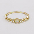 wholesale S925 gold-plated silver Japanese-style 24 autumn new small luxury opal holographic hollow lace ring-0-2