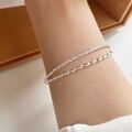 wholesale S925 Sterling Silver Full Pavé Grain Double Layer Bracelet Minimalist Style Versatile Small Design Jewelry Best Friend Gift-0-1
