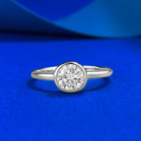 wholesale S925 Silver White Gold 6mm Round Diamond Polished Ring for Women, Daily Wear, Versatile, European and American Cross-Border Style, Little Red-R1457 White Diamond White>No. 7