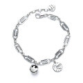 wholesale S925 Sterling Silver Ins Smiley Bell Paper Clip Bracelet Korean Version Minimalist Style Women's Jewelry-0-4