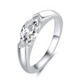 wholesale S925 Sterling Silver 1-Carat Moissanite Marquise Ring for Women, High-End Minimalist Silver Jewelry Accessories-0-4