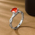 wholesale Sterling Silver 2024S925 Simulated Diamond 70mm Round Fanta Orange Ring Women's-0-2