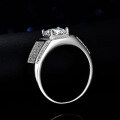 Platinum-Plated 925 Sterling Silver Solid Men's Ring with Full Moissanite-0-2