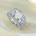 wholesale S925 Silver French Light Luxury Ins Style Openwork Shuitou Jade 6*8 Ring New Chinese Style Cabochon Ring Pave Diamond-0-2
