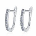 S925 Silver Moissanite Retro Single-Row Full-Diamond U-Shaped Hoop Earrings Wholesale-0-3