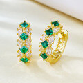 wholesale S925 Silver Women's Fashion Colored Gemstone Artificial Emerald Simulated Diamond Earrings, Daily Retro Style-0-0