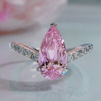 wholesale Platinum New Waterdrop 7*13mm Ring for Women, Elongating Fingers, Engagement Proposal High Carbon Diamond Design, Elegant Style-Pink Diamond>Number 9